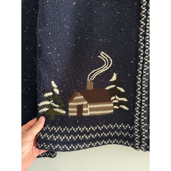 Vintage Cabin Lodge Knit Zip Cardigan – Alpine Winter Sweater - Picture 4 of 12